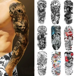 22 Designs Waterproof Temporary Tattoo Stickers Full Arm Large Skull Old School Tatoo Stickers Flash Fake Tattoos for Men Women