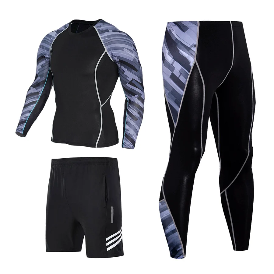Gym tights dry compression long-sleeved T-shirt men's clothing running shorts sports clothing New jogging winter clothing S -XXL
