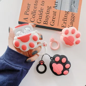 

A Cat's Paw Cute Wireless Bluetooth Case For Apple Airpods Earphone Soft Silicone Headphones Case For Airpods 2 Protective Cover