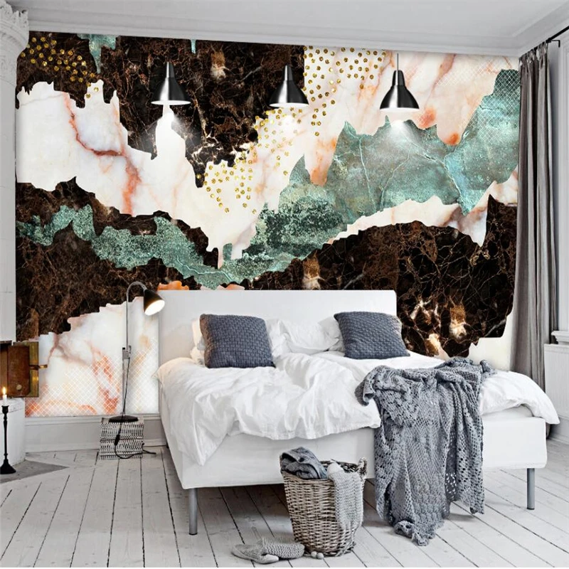 Beibehang-Modern-Abstract-Golden-Mountain-Marble-Creative-TV-Wall-Custom-Large-Mural-Green-Wallpaper-papel-de