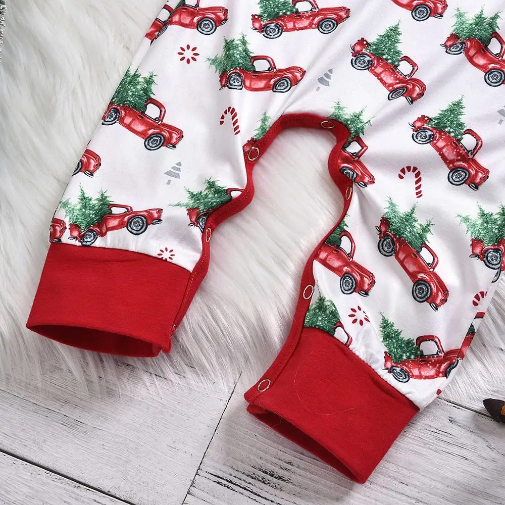 Newborn Baby Boys Girls Santa Christmas Long sleeve Romper red truck Jumpsuit for Kids 0-24M