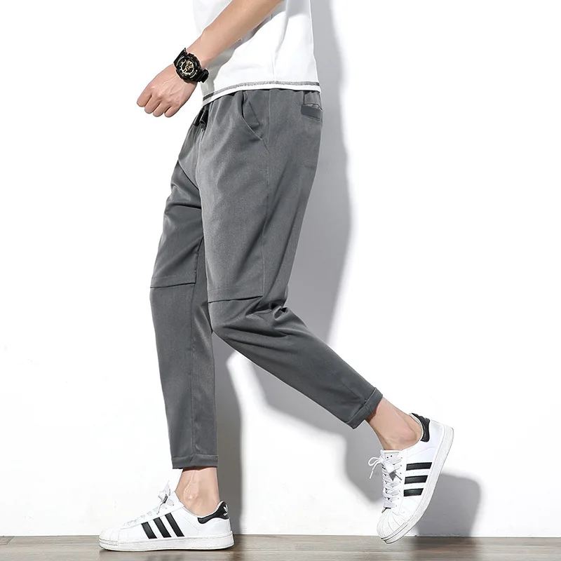 

Spring Summer Japanese-style Draping Cutting/three-dimensional Cutting Slim Fit Pants Men Casual Capri Pants Loose Harem Pants F