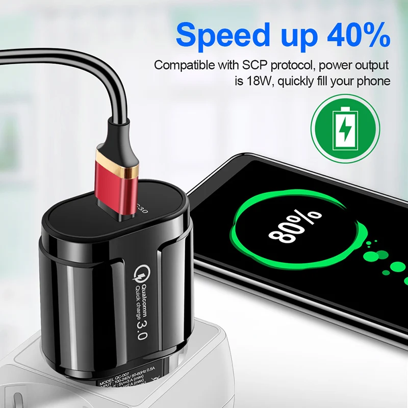 Быстрая зарядка QC3.0 USB Универсальное быстрое зарядное устройство для мобильного телефона C картой памяти
