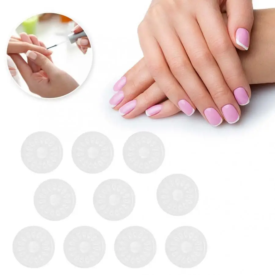 10pcs Plastic Round Palette Nail Polish Pigment Mixing Nail Tips Display Holder Manicure Tool Manicure Nail Art Set