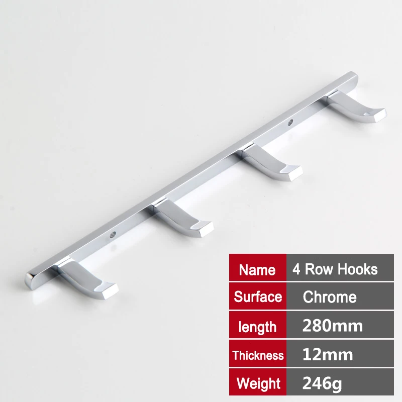 4 Square Flat Hook 23456 шт., набор крючков для ванной комнаты, хромированные крючки для полотенец, твердая медь, квадратный плоский ряд крючков, вешалка для халатов, крючок, вешалка для семьи - Цвет: 4 Square Flat Hook