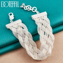 

DOTEFFIL 925 Sterling Silver Crossover Network Chain For Man Woman Wedding Engagement Fashion Charm Party Jewelry