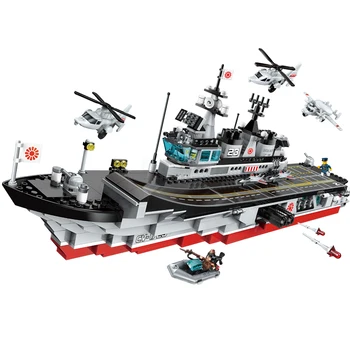 

In stock warship Navy Battle Ship Military Toy Naval Destroyer ship Model Aircrafted Carrier Building Blocks Toys for Kids gift