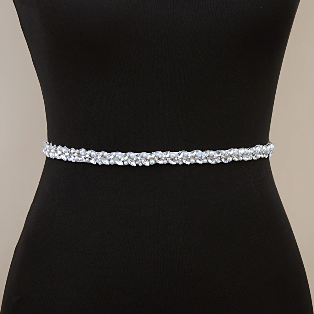 TRiXY S383-S Silver Diamonds Belt Wedding Belts Rhinestone Belt Fashion Jeweled Belt Wedding Dress Belt Sashes Bridal Sash Belt