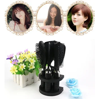 

4pcs Curls Hair Comb and Mirror Set Antistatic Massage Curling Combs Detangling Hair Brush Hair Comb Styling Tools