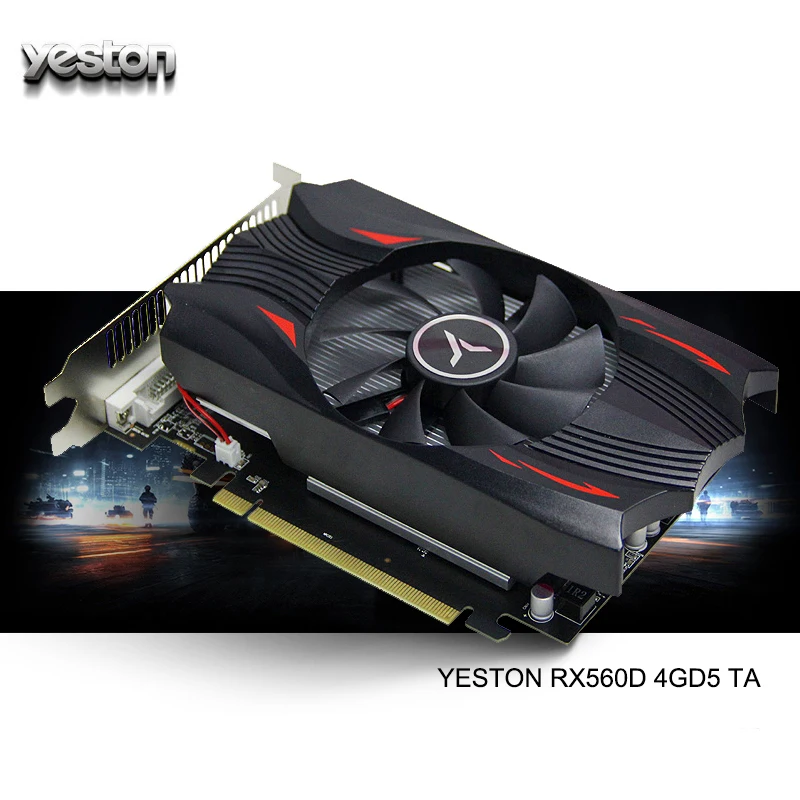 Yeston Radeon RX 560D GPU 4 ГБ GDDR5 128 бит игровой настольный компьютер ПК видеокарты Поддержка DVI-D/HDMI 2.0B