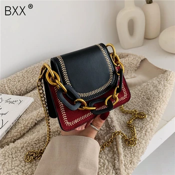 

[BXX] Chain PU Leather Crossbody Bags For Women 2020 Spring Small Lady Messenger Bag Female Travel Handbags and Purses HL153