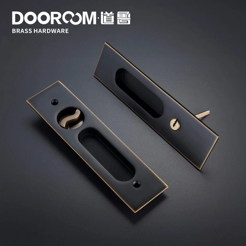 Dooroom латунный раздвижной дверной замок современный американский Push Pull Скрытая