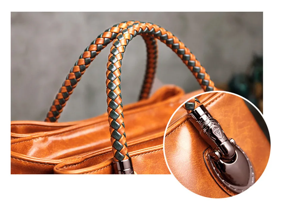 Winter Retro Leather Handbags Hand-wound Woven Contrast Color Women Shoulder Bags Ladies Messenger Bag High Quality Totes