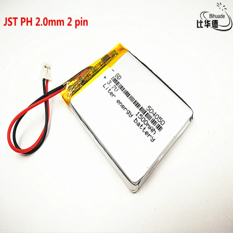 JST PH 2,0 мм 2 pin хорошего качества 3,7 V, 1500 mAH, 504050 полимерный литий-ионный/литий-ионная аккумуляторная батарея для игрушка, портативное зарядное устройство, gps, mp3, mp4