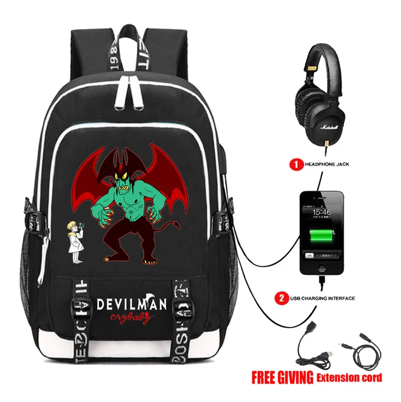 Аниме DEVILMAN рюкзак "плакса" USB зарядка школьная сумка рюкзак студенческий рюкзак Подростковая сумка на плечо для мужчин и женщин рюкзак 10 стиль - Цвет: 05