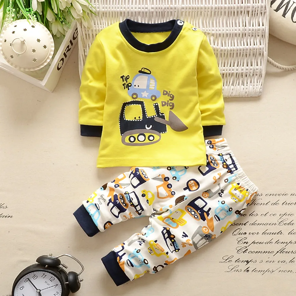 

Newborn Infant Baby Boys Girls Cartoon Print Hoodie Tops Shirt+Pants Outfits Set Baby Girl Clothes Kids Clothes Roupas De Bebe