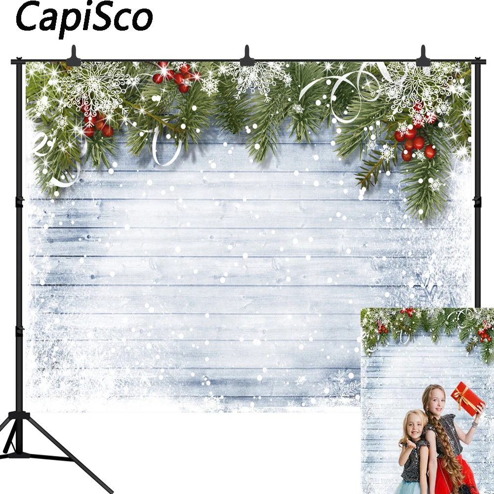 

Виниловый фон для фотосъемки с изображением рождественской ели снежинок деревянных досок