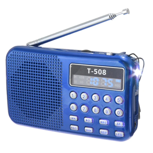 Горячая 3C-T508 мини портативный светодиодный светильник стерео fm-радио MP3 музыкальный плеер TF USB динамик, синий