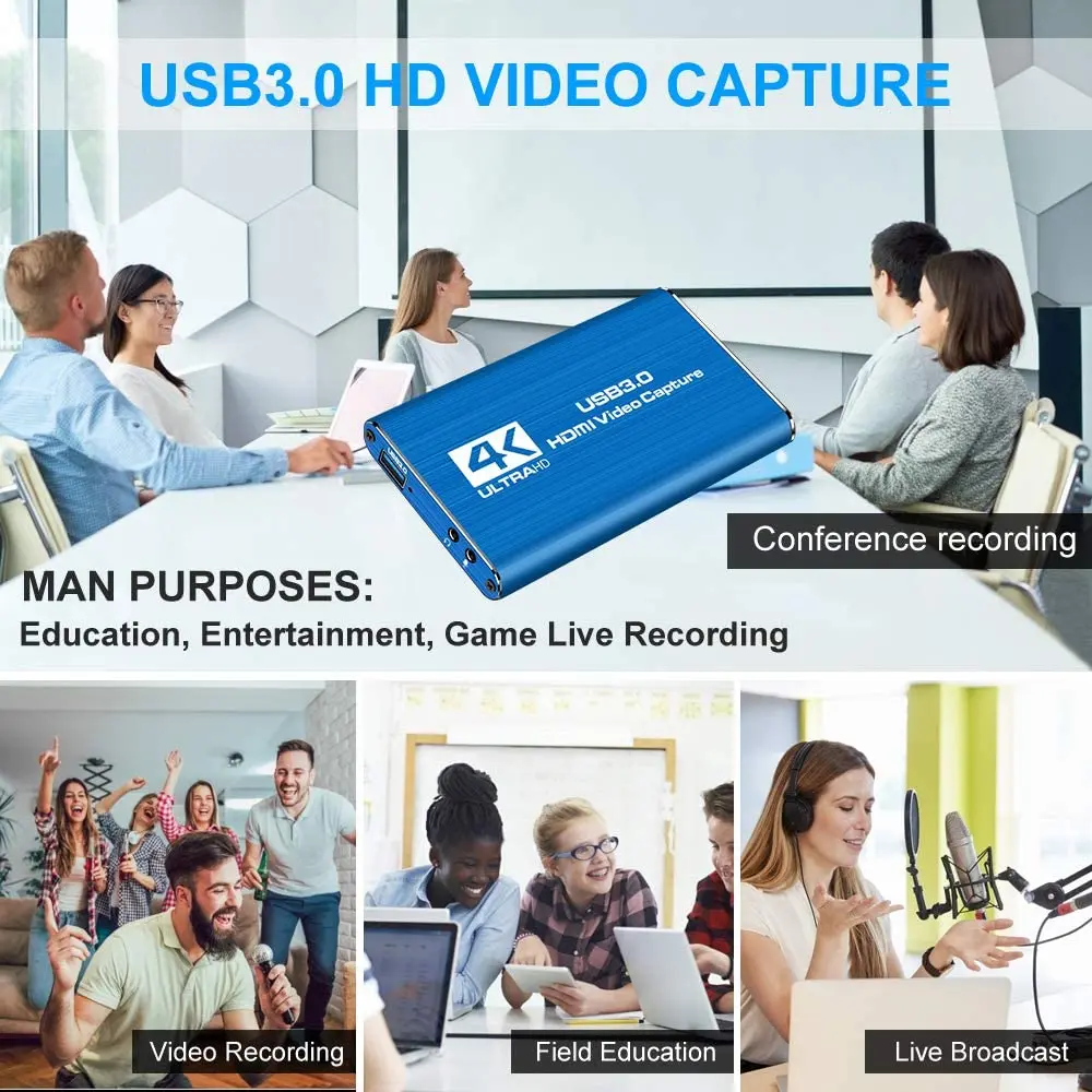 2024 Mini Video Capture Card USB 3.0 HDMI Video Grabber Recorder Box PS4 Game DV
