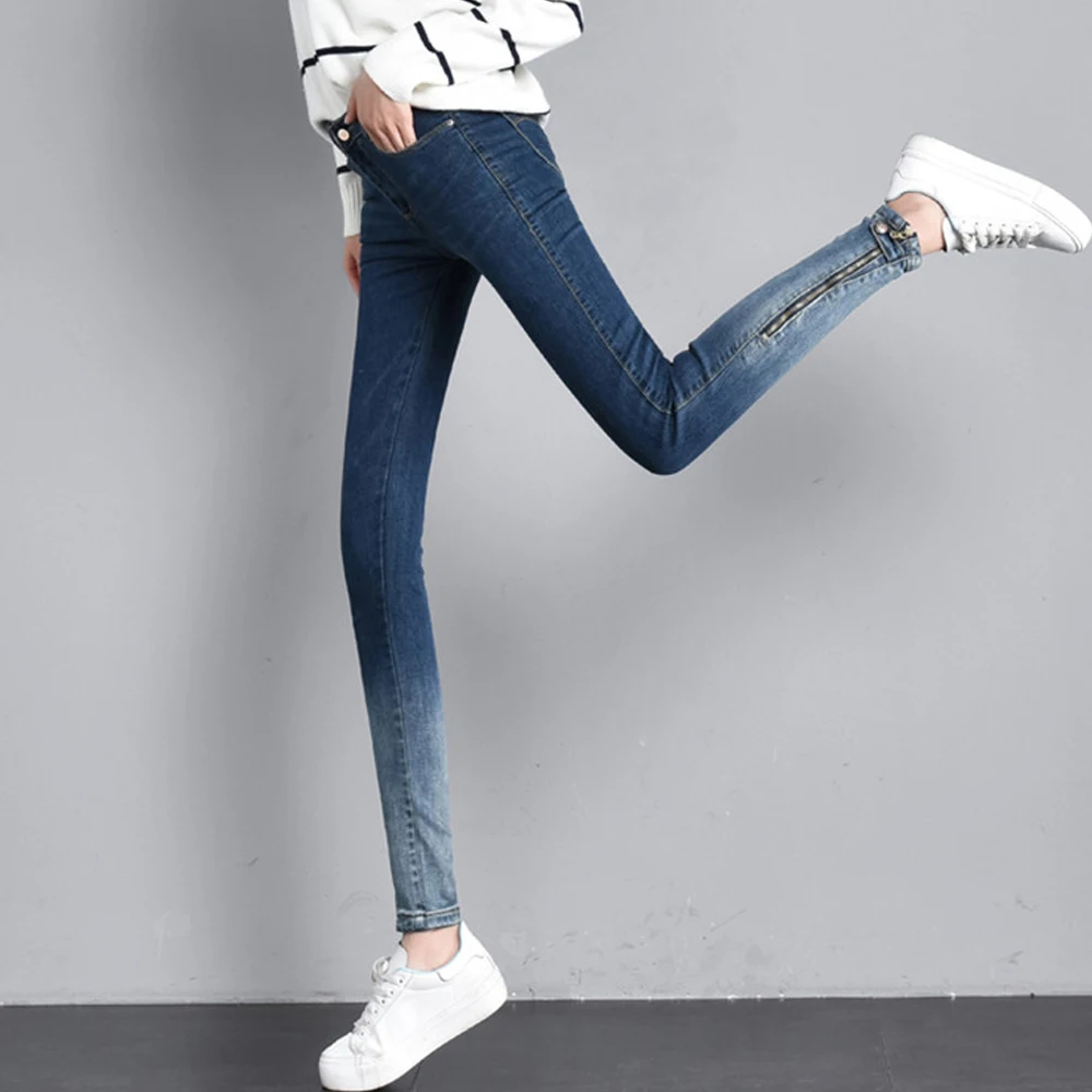 

Women's High Waist Jeans Skinny Jeans Woman Vintage Gradient Color Mom Jeans Femme Pencil Denim Pants High Stretch Casual Jeans