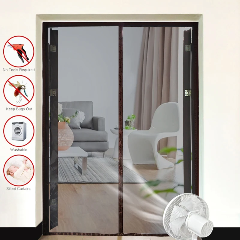 Magnetic Screen Door Mesh Curtain Mosquito Net Anti Mosquito Bugs Insect Curtain 