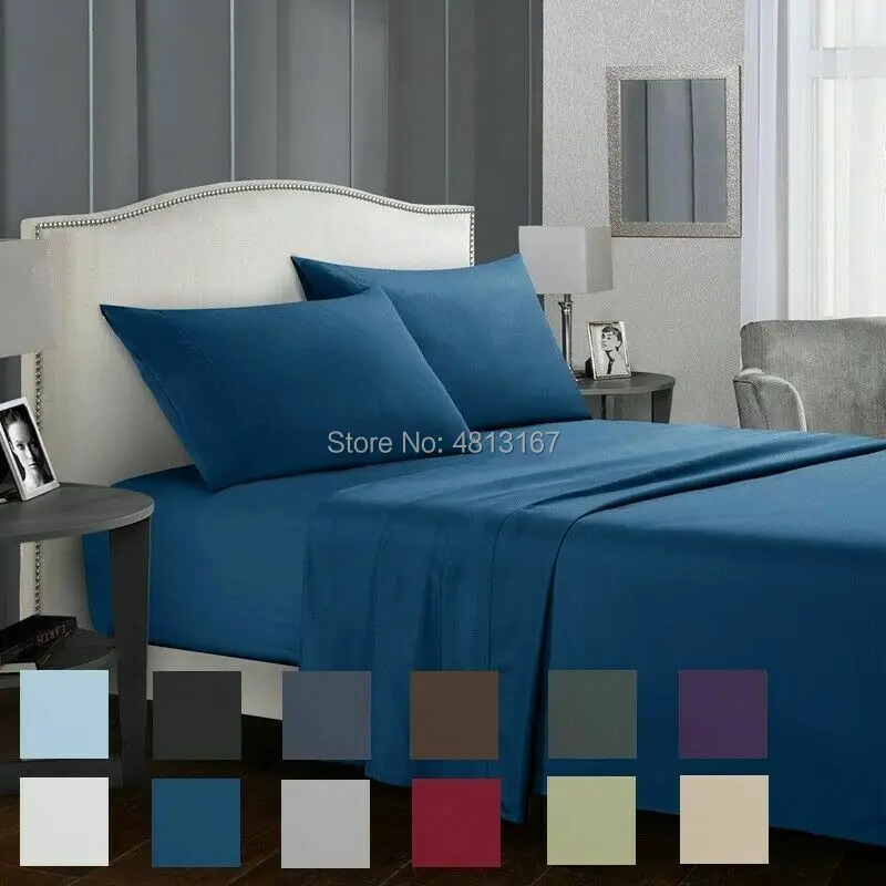 Soft Microfiber Bed Sheet Set 1800 Count 3 4 Piece Luxury Egyptian Sheets Flat Fitted Sheet