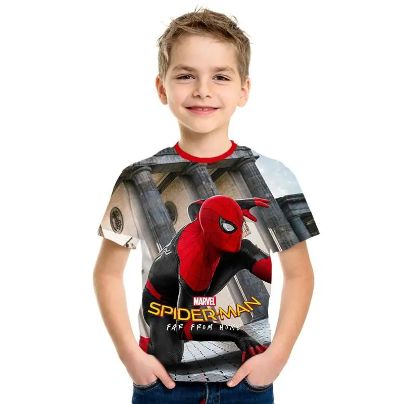 nueva pelcula Человек-паук 3D impresin camiseta nio camisa fresca camiseta ropa para nios corto manga