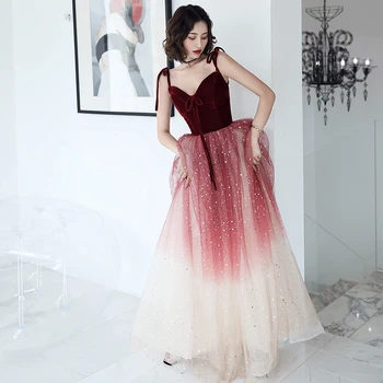 

Red Female Spaghetti Strap Cheongsam Novelty Sequins Mesh Chinese Bride Wedding Dress Qipao Burgundy Lace Up Robe De Soiree