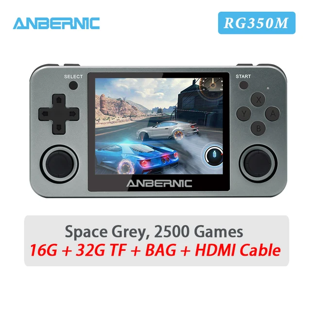 ANBERNIC RG351M RG350M Retro Video Game Console Aluminum Alloy Shell RK3326 2500 Game Portable Console Handheld Game Player RG350M Grey 48G BC