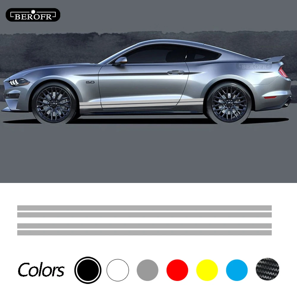 For Ford Mustang 2000 2021 GT Shelby 500 Car Striped Side Sticker For Ford Mustang 2000 2021 GT Shelby 500 Car Striped Side Sticker