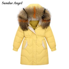 Белый Ангел куртка на мороз до-30 градусов детская зимняя одежда для девочек; утепленная теплая Белое пуховое пальто для От 5 до 14 лет, Подростковая парка верхняя одежда для детей