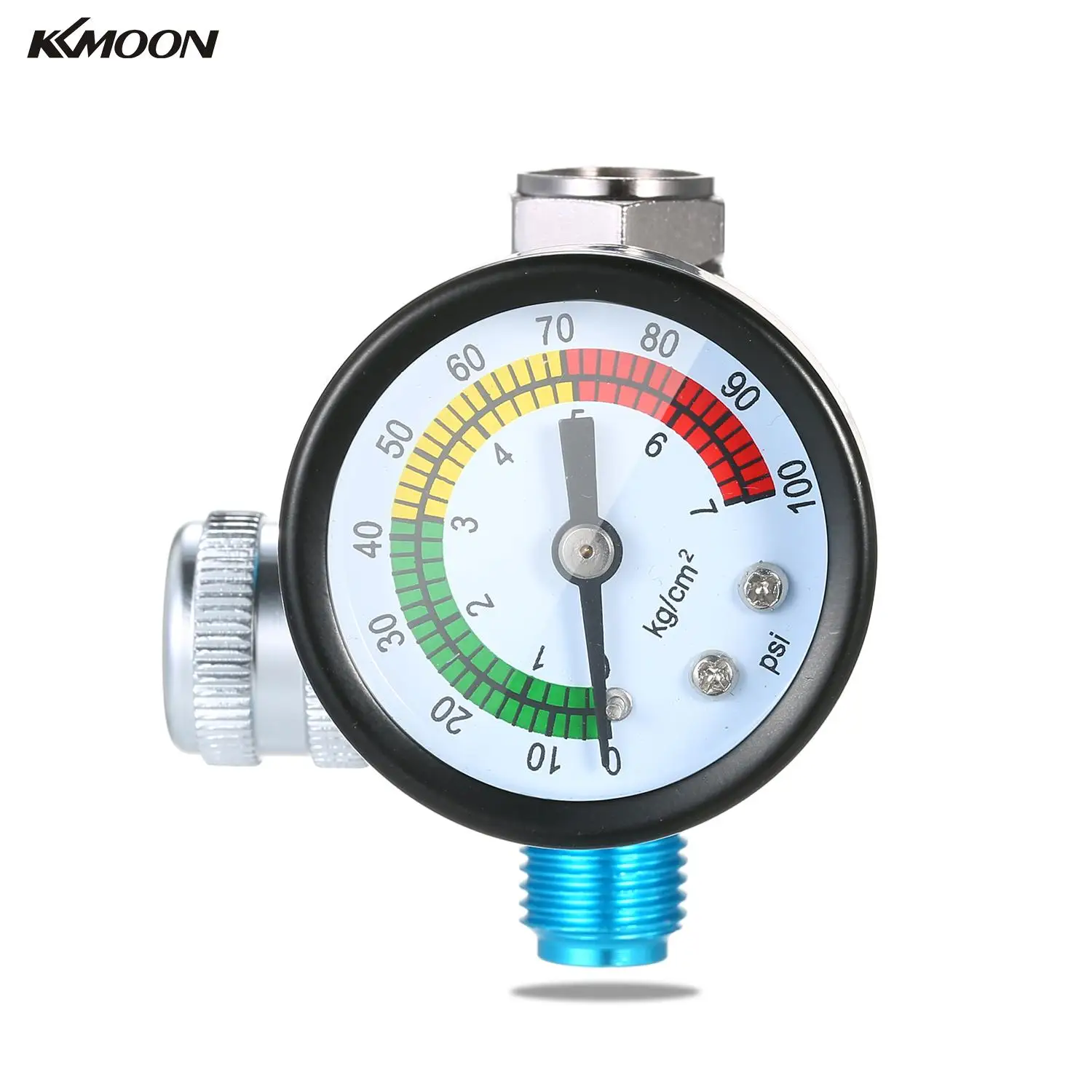 KKMOON 1/4 Inch 150PSI Mini Auto Pressure Regulator Valve Tool Air Regulator Tail Pressure Gauge with Nozzle For Spray Tool