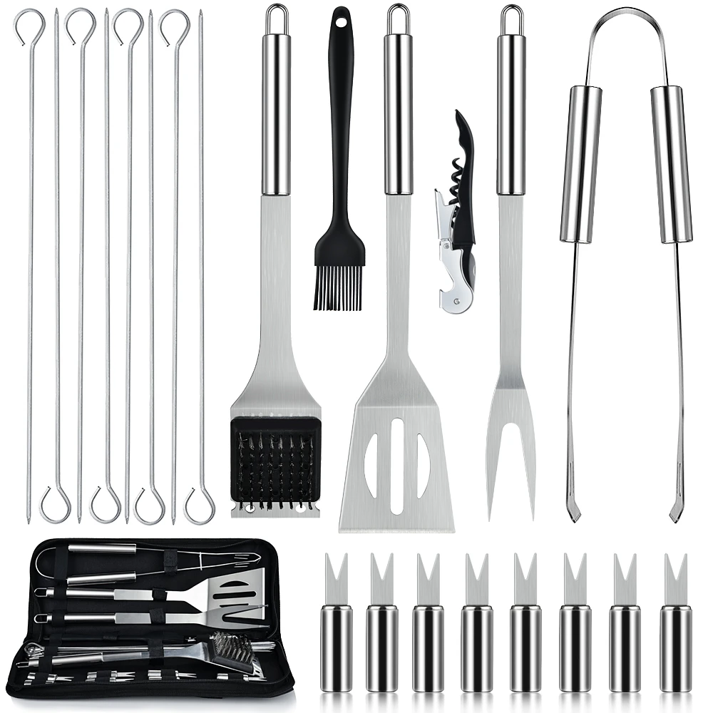 22pcs Barbecue Grilling Tools Bbq Utensils Stainless Steel Bbq Tool Set Camping Outdoor Cooking Tools Barbecue Grill Accessories Aliexpress