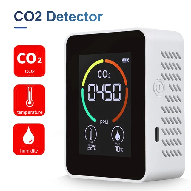 Détecteur de CO2, Moniteur de CO2, Moniteur de dioxyde de Carbone, capteur  de CO2, capteur numérique USB, capteur de qualité de l'air, capteur de  température et d'humidité pour la Maison, Le Bureau 