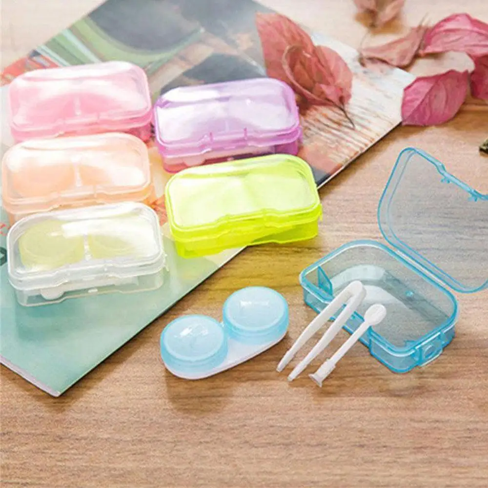 

1Pc Random Color Transparent Pocket Plastic Contact Lens Case Travel Kit Easy Take Container Holder Hot sale 2019