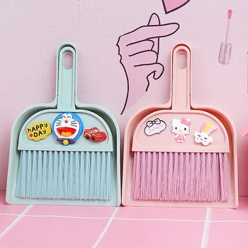 

Desktop Mini Broom and Dust Pan Brush Small Broom for Sweeping Table Bed Cartoon Kitty Doraemon Melody Trash Pick Soft Broom