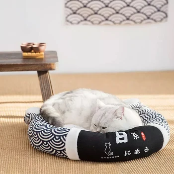 

Fluffy Cat Bed House Pet Kennel Cats Nest Sleeping Pet Bed Cushion Waterproof Coussin Chat Rond Chaud Cat Supplies JJ60MW