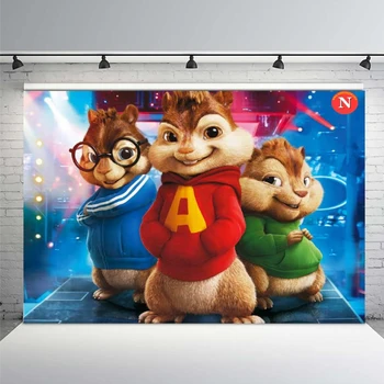 

Photography Backdrop Alvin and Chipmunks Simon Theodore Birthday Party Backgrounds for Photo Studio Vinyl Photo Background