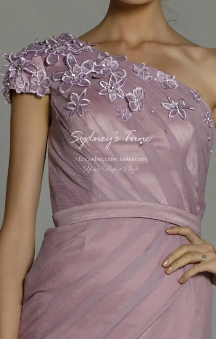 Халат de soiree Новая мода Дешевые vestido de festa longo Платье на Одно Плечо с цветочным принтом для выпускного вечера вечерние платья для подружек невесты