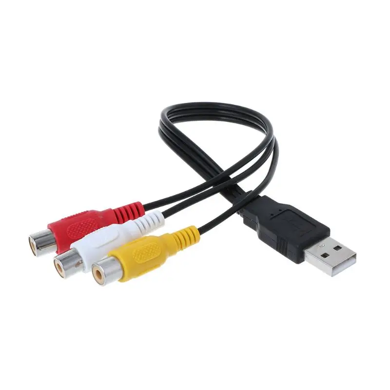 USB на RCA кабель USB штекер 3 RCA Женский Coverter стерео аудио видео кабель телевизионный адаптер провод AV A/V ТВ адаптер