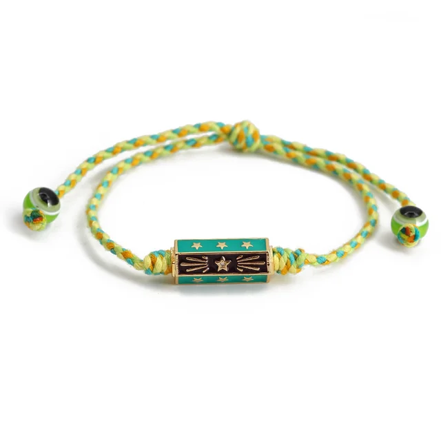 Wish Card 2021 Fashion Bracelet for Women Adjustable Color Rope Chain Copper Bead Lucky Eye Charm Bracelet on Hand Party Jewelry color 1