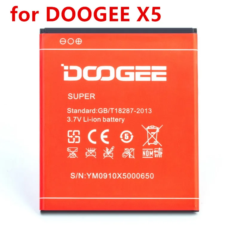 Аккумулятор большой емкости 3100 мАч красного цвета Для DOOGEE X5/X5 Pro литий-ионный
