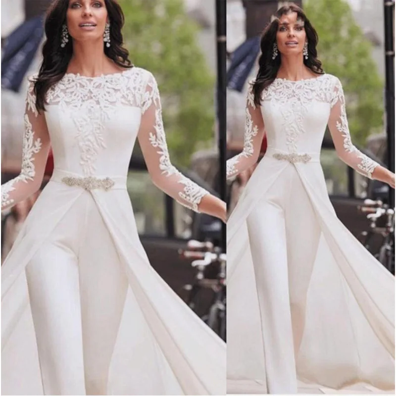 Rompers Sexy Jumpsuit Women Spring White Bodysuit Long Sleeve Fake Two Pieces Casual OL Work Elegant Lace Plus Size Tracksuit