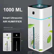 Ultrasonik hava nemlendirici difüzör sessiz 7 renk gece lambası 1000ML Mini aromaterapi difüzör serin Mist Maker ev temizleyici