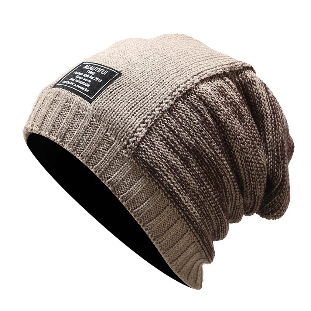Женская Вязаная Шапка-бини, новинка для женщин и мужчин, зимняя однотонная вязаная шапка с буквенным принтом, шерстяная шапка De8
