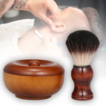 

Tool Men Shaving Kit Beard Brush Facial Care Bathroom Home Grooming Manual Hair Removal Travel Trimming Soap Bowl Wooden