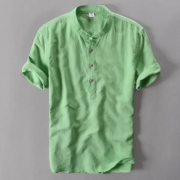 linen men shirt - Цвет: Зеленый