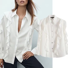 

Elmsk Shirt Simple Autumn Blouse Women England Style Fuffles Fashion Casual Long Sleeve Blusas Mujer De Moda 2021 Women Tops