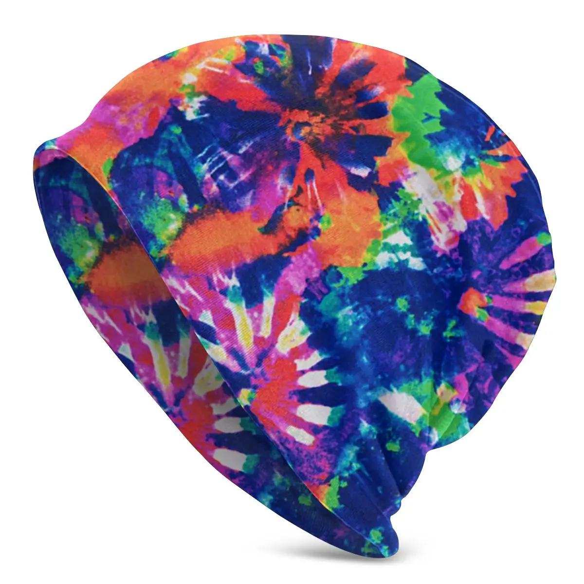 Tie Dye принт оранжевый/синий мульти унисекс для взрослых Повседневная шапочка зимняя теплая вязаная Лыжная шапка с рукавом Skully Beanies
