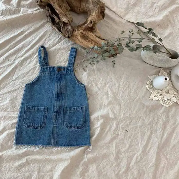 Новое Стильное джинсовое платье-майка для девочек модные весенние платья для девочек 1-7 лет, HJ311